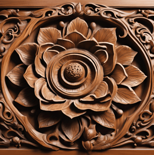 Focused Lotus Wood Carving Door Design - Asian Paints