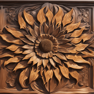 Multilayered Sunflower Wood Carving Door Design - Asian Paints
