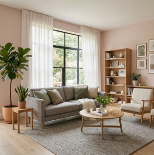 Grey Pink and Green Multi Colour Wall Combination