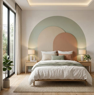 Multi Colour Headboard Wall Design for Bedroom