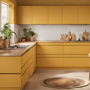 Mustard Yellow Orange Kitchen - Asian Paints