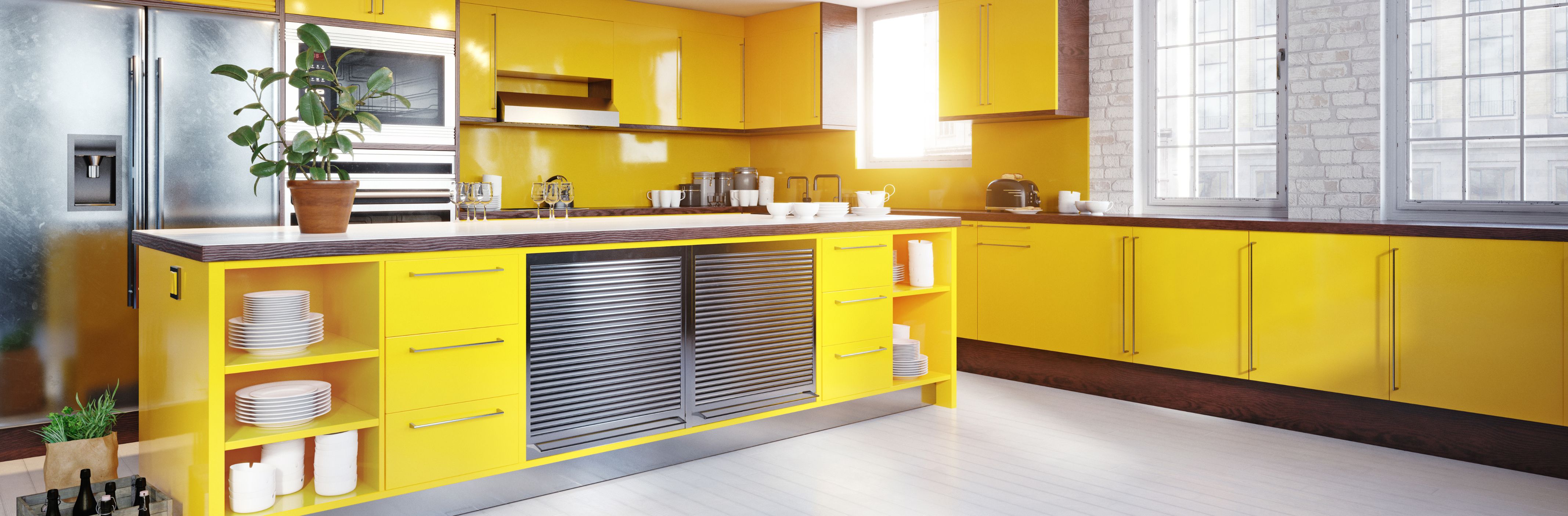  Yellow Coloured Kitchen - Asian Paints