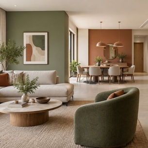 Harmonious Colour Palette for Open-Plan Living, Dining, and Kitchen