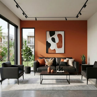 Bold Orange and Black Living Room Design