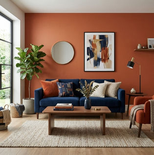 Orange and Blue Living Room Colour Combination