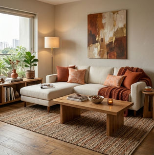 Warm Orange and Brown Living Room Style