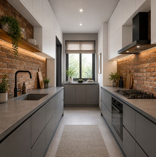 Warm Brick, White and Grey