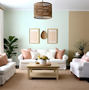 Pastel Wall Colors and Sandy Beige Living Room Colour Combination - Asian Paints