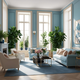 Powder Blue and Ivory White Living Room Colour Combination - Asian Paints