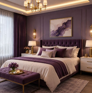 Luxurious Purple and Lavender Bedroom Wall Colours