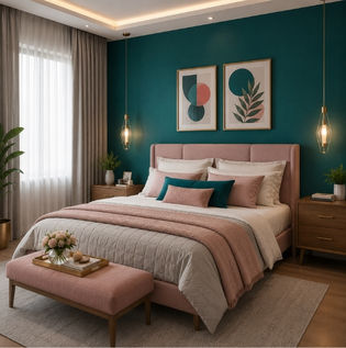 Modern Teal Accent Wall for Bedroom Decor