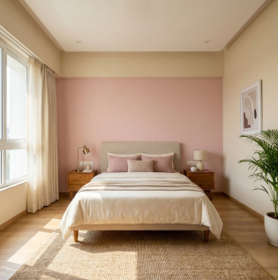 Pink with Beige or Cream Bedroom Walls