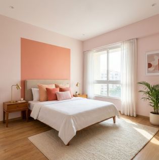 Pink, Coral and Peach Bedroom Colour Palette