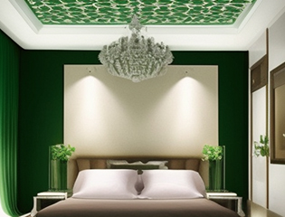 Green & white pop colour design for the bedroom - Asian Paints
