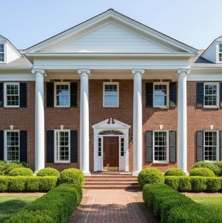 Classic Colonial Revival Portico with Pillars