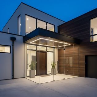 Contemporary Glass-Enclosed Portico Design
