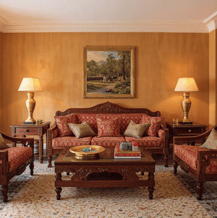 Classic Indian Living Room Design with Soft White Butter Walls