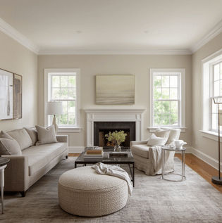 Full Wall Application of Soft White Butter in Living Room