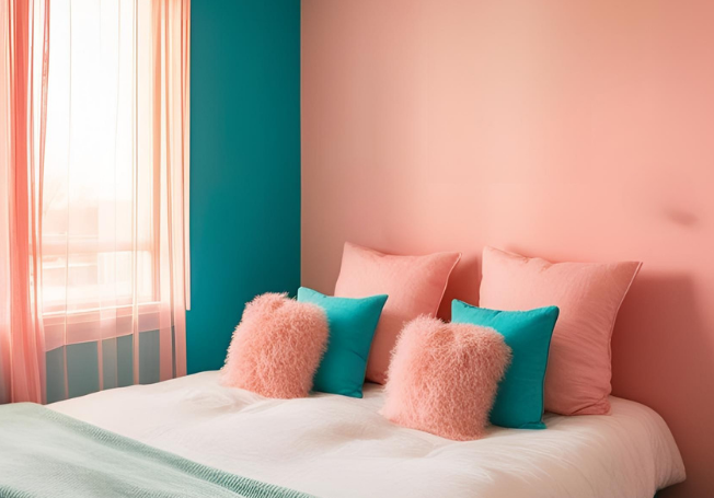Aqua and Pink Walls - Asian Paints