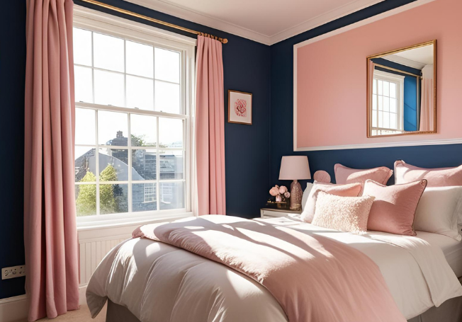 Navy Blue and Pink Walls - Asian Paints