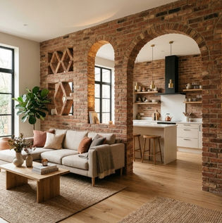 Brick Wall Partition Ideas for Open Plan Interiors