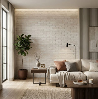 Neutral Painted Brick Wall Ideas for Minimal Interiors