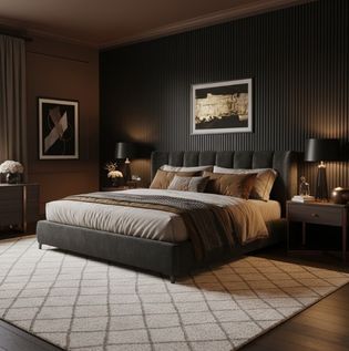 Luxurious Black and Brown Bedroom Wall Design