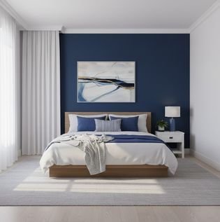 Classic Blue and White Bedroom Wall Combination