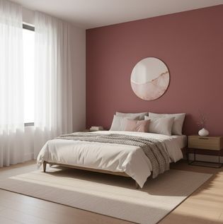 Pink and Neutral Bedroom Wall Combination