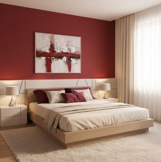 Red and White Accent Wall Idea for Bedrooms