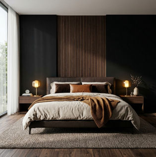 Elegant Black and Brown Bedroom Look