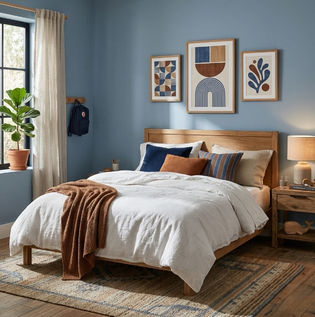 Calm Blue and Brown Bedroom Pairing