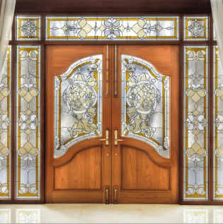 Designer Glass Teak Wood Door - Asian Paints