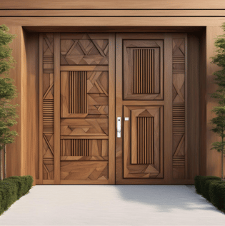 Geometrical Teak Wood Door - Asian Paints