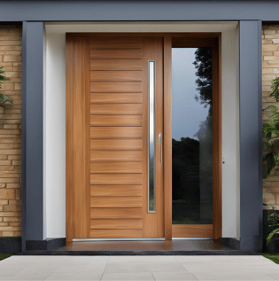 Teak Wood Door with Glass Panel- Asian Paints