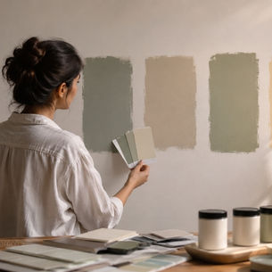 Testing Wall Paint Colour with Sample Pots and Wall Patches