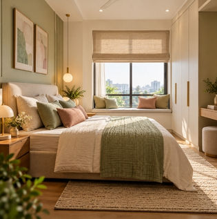 Space-Enhancing Warm Neutral Paint Colours for Tiny Bedrooms