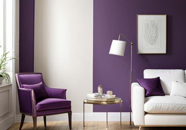The shade of Purple & White for the Drawing Room
