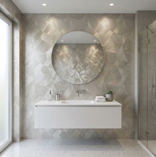 Reflective Foil Wallpaper for a Bright Bathroom