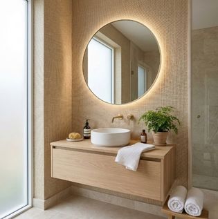 Textured Wallpaper for Depth and Style in Bathrooms
