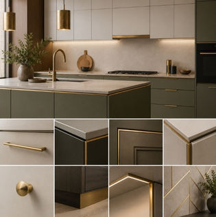 Kitchen Cabinets with Elegant Metallic Detailing