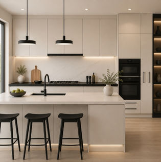 Timeless Monochrome Kitchen Cabinet Design