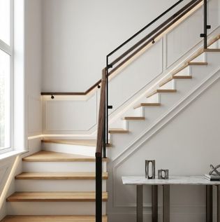 White Staircase Wall Design