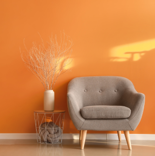 Orange Living Room Wall Design - Asian Paints