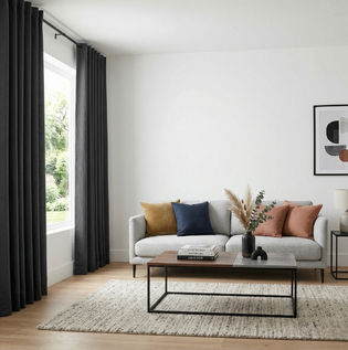 Dark Grey Curtains for Modern White Interiors