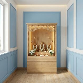 Blue and White Combination for Pooja Room