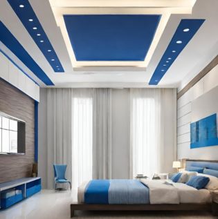Blue and White False Ceiling - Asian Paints