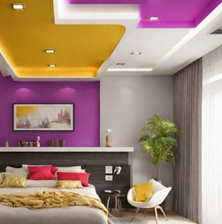 Bold Coloured False Ceiling - Asian Paints