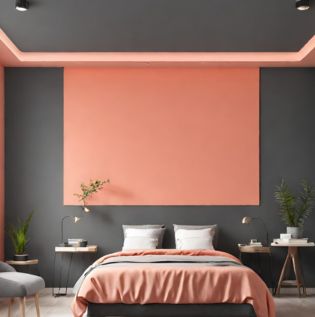Charcoal and Coral False Ceiling - Asian Paints