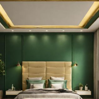 Golden and Green False Ceiling - Asian Paints
